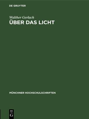 cover image of Über das Licht